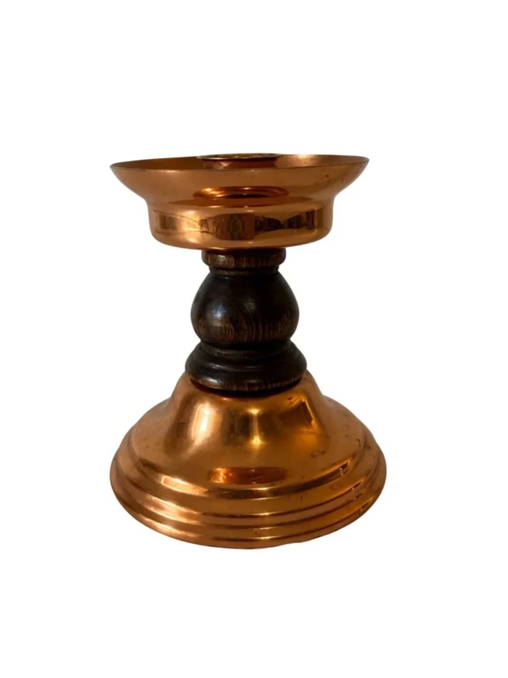 Coppercraft Guild Copper Wood Candlestick Holder Vintage Taper Candle Rustic MCM